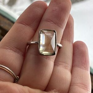 Sterling silver faceted yellow topaz ring, size 9-10